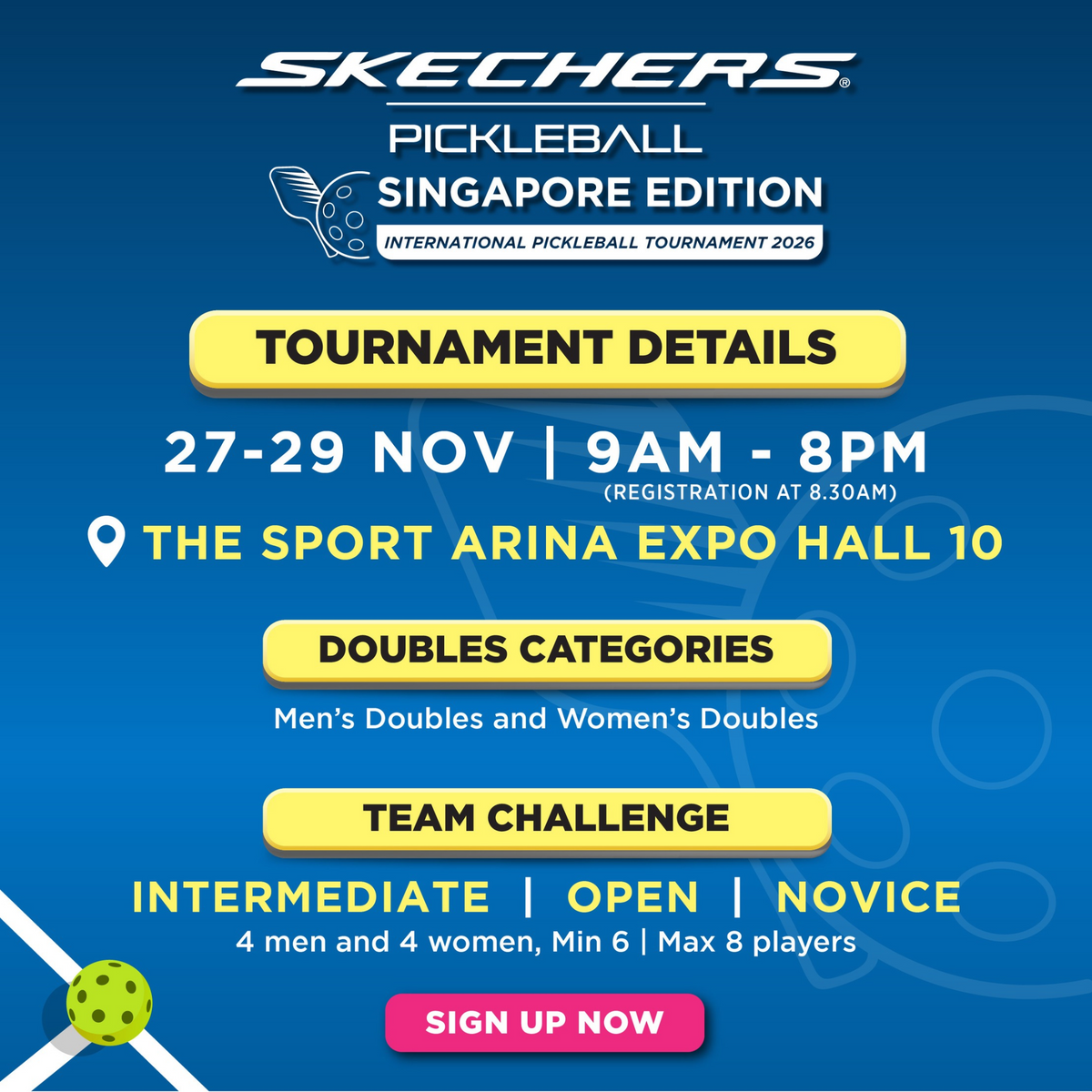 Skechers International Pickleball Tournament 2026 - Singapore Edition