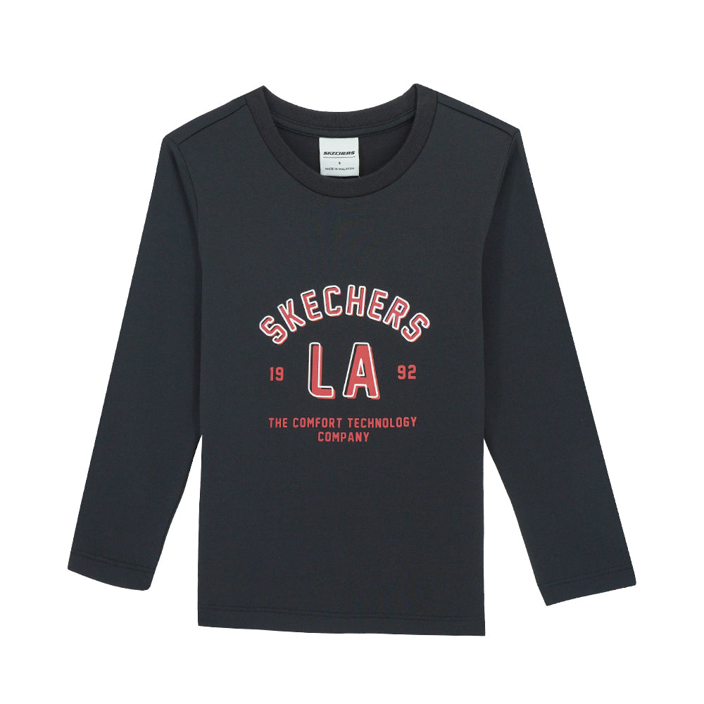 white and red long sleeve graphic tee
